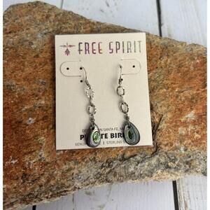 NEW Peyote Bird Sterling Silver Abalone Shell 2" Earrings J076